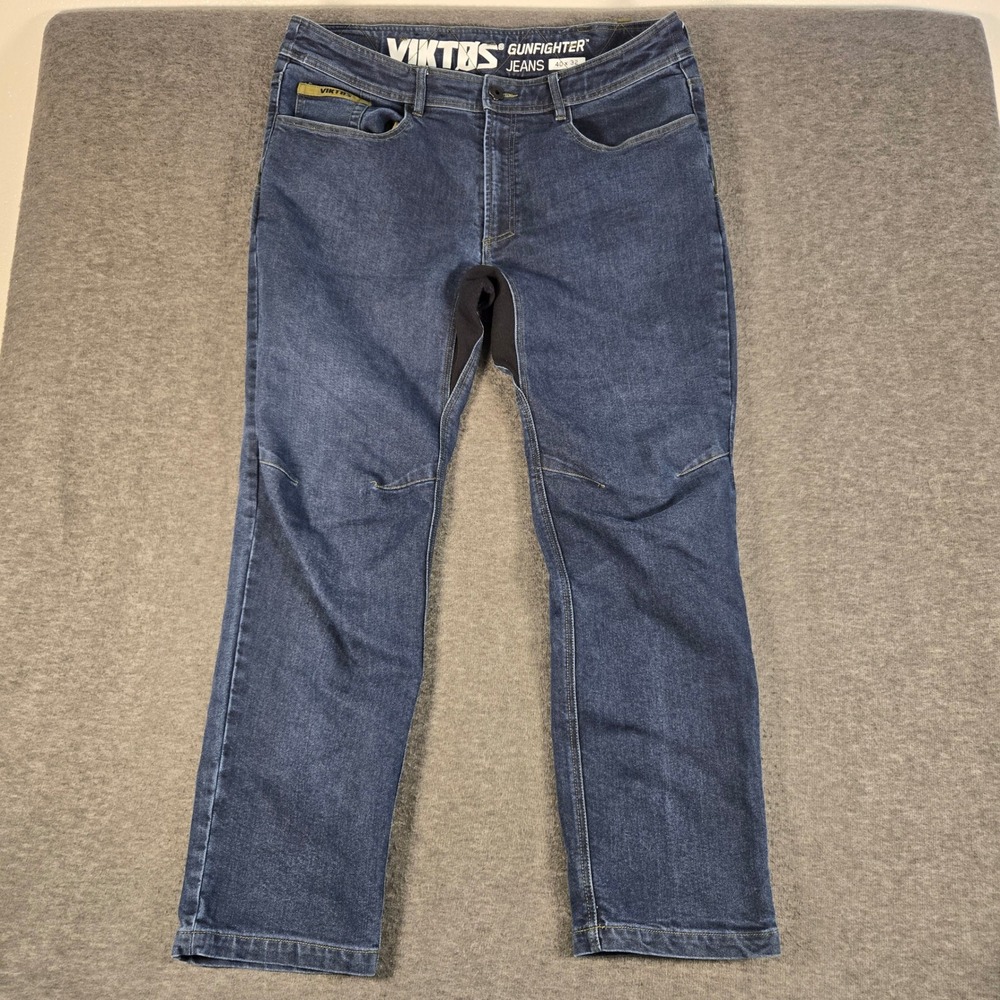 Viktos Gunfighter Jeans Mens 40x32 Blue Tactical Cordura Gusseted Training Denim - Picture 2 of 7